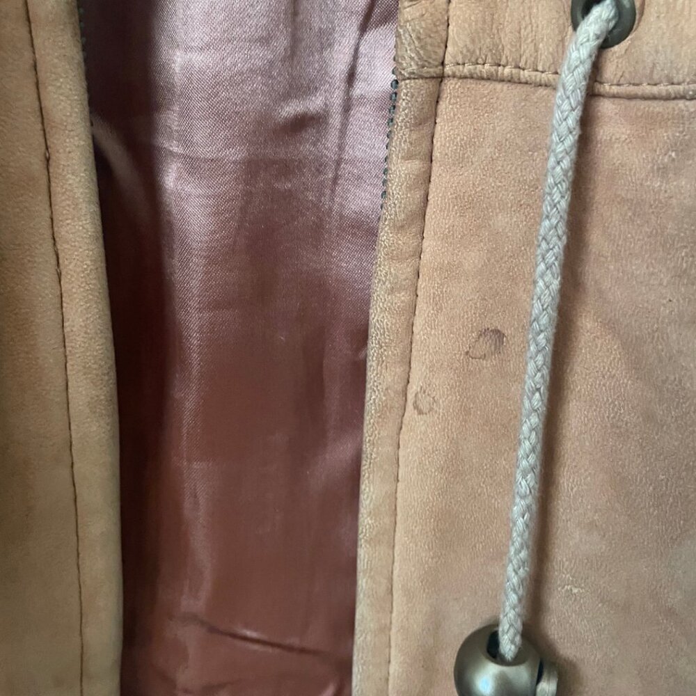 VINTAGE John Carlisle 90's 100% Genuine Leather Suede Coat Tan  | Size M - Picture 2 of 9